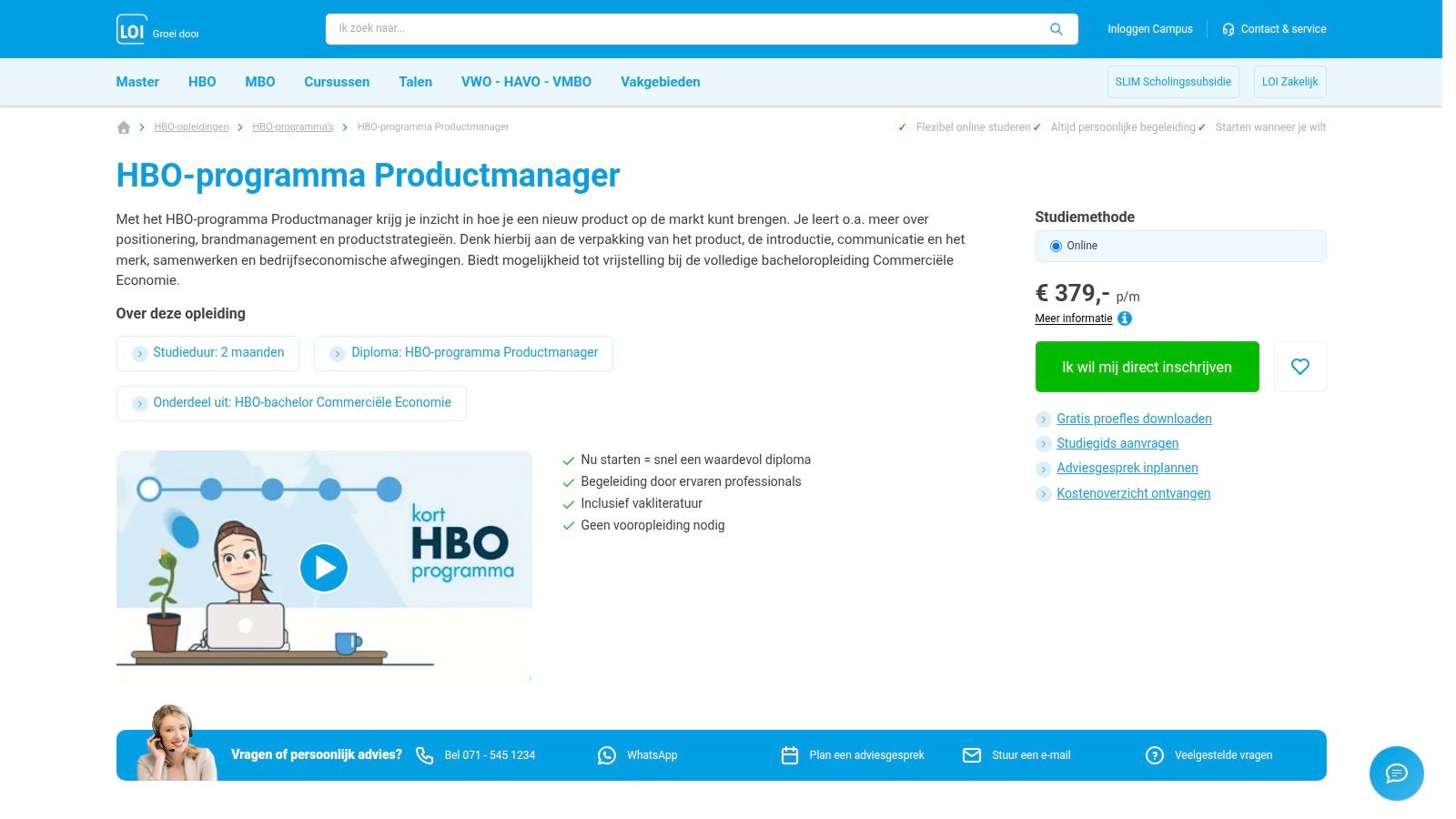 LOI, HBO-programma Productmanager