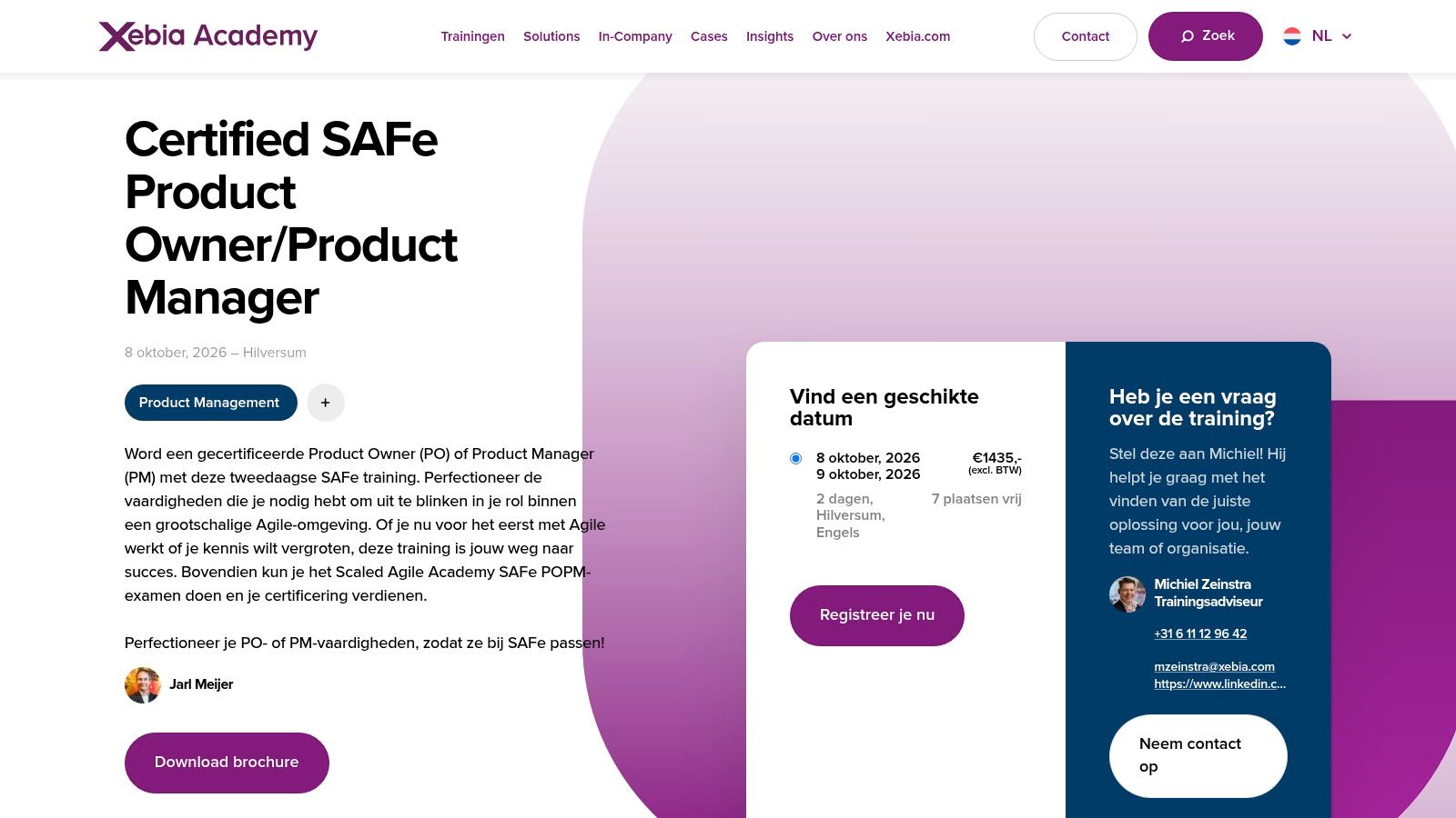 Xebia Academy, Certified SAFe Product Owner/Product Manager POPM